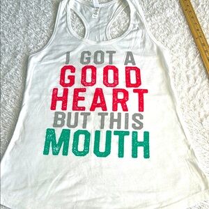 Graphic Tank Top with Bold Text. Size M.